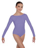 Solid Lycra LS Boatneck Open Back Leotard