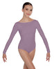 Solid Lycra LS Boatneck Open Back Leotard