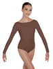Solid Lycra LS Boatneck Open Back Leotard