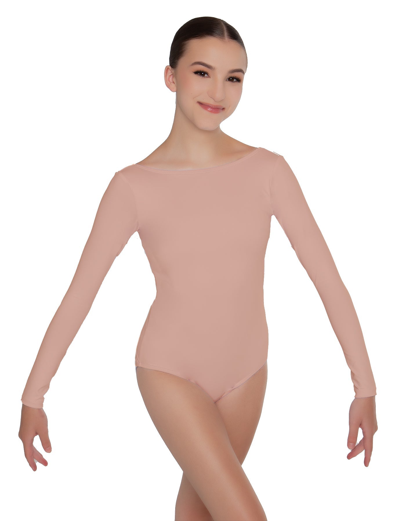 Solid Lycra LS Boatneck Open Back Leotard