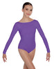 Solid Lycra LS Boatneck Open Back Leotard