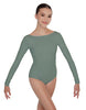 Solid Lycra LS Boatneck Open Back Leotard