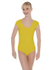 Solid Lycra Cap Sleeve Scoop Neck Open Back Leotard