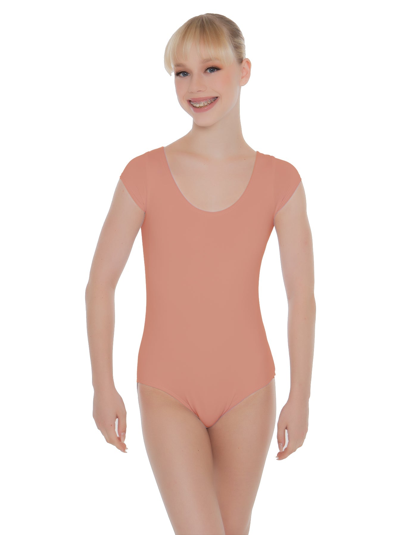 Solid Lycra Cap Sleeve Scoop Neck Open Back Leotard