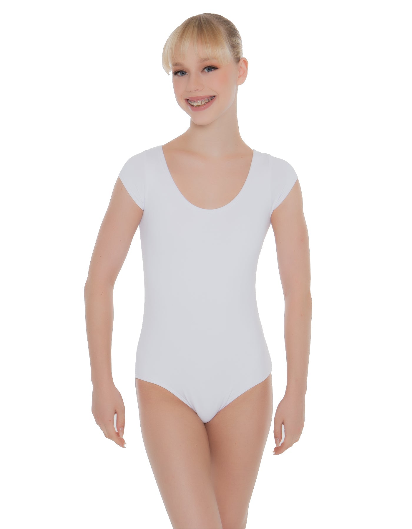Solid Lycra Cap Sleeve Scoop Neck Open Back Leotard
