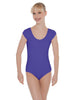 Solid Lycra Cap Sleeve Scoop Neck Open Back Leotard