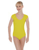 Solid Lycra Cap Sleeve Scoop Neck Open Back Leotard