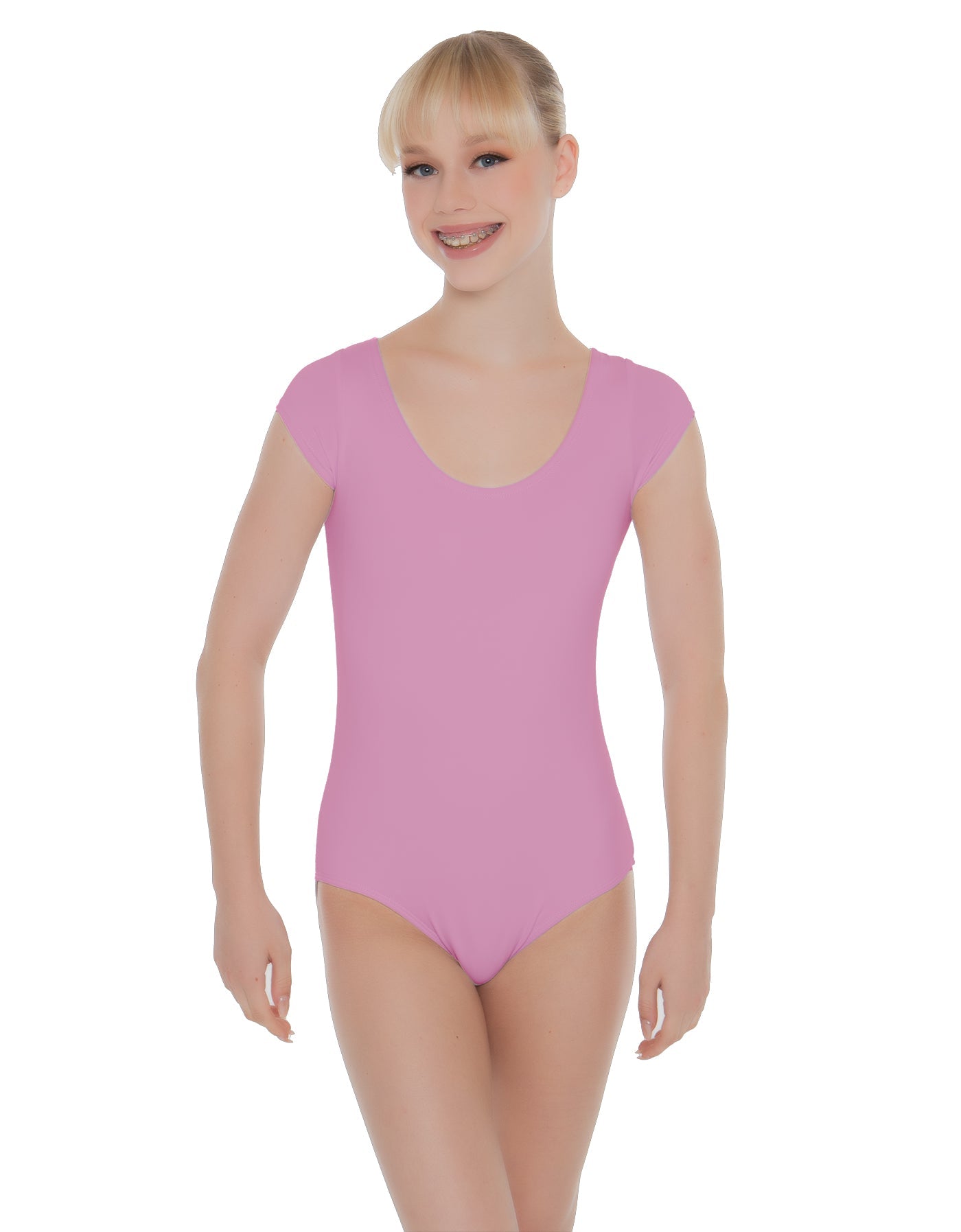 Solid Lycra Cap Sleeve Scoop Neck Open Back Leotard