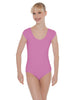 Solid Lycra Cap Sleeve Scoop Neck Open Back Leotard
