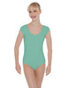 Solid Lycra Cap Sleeve Scoop Neck Open Back Leotard