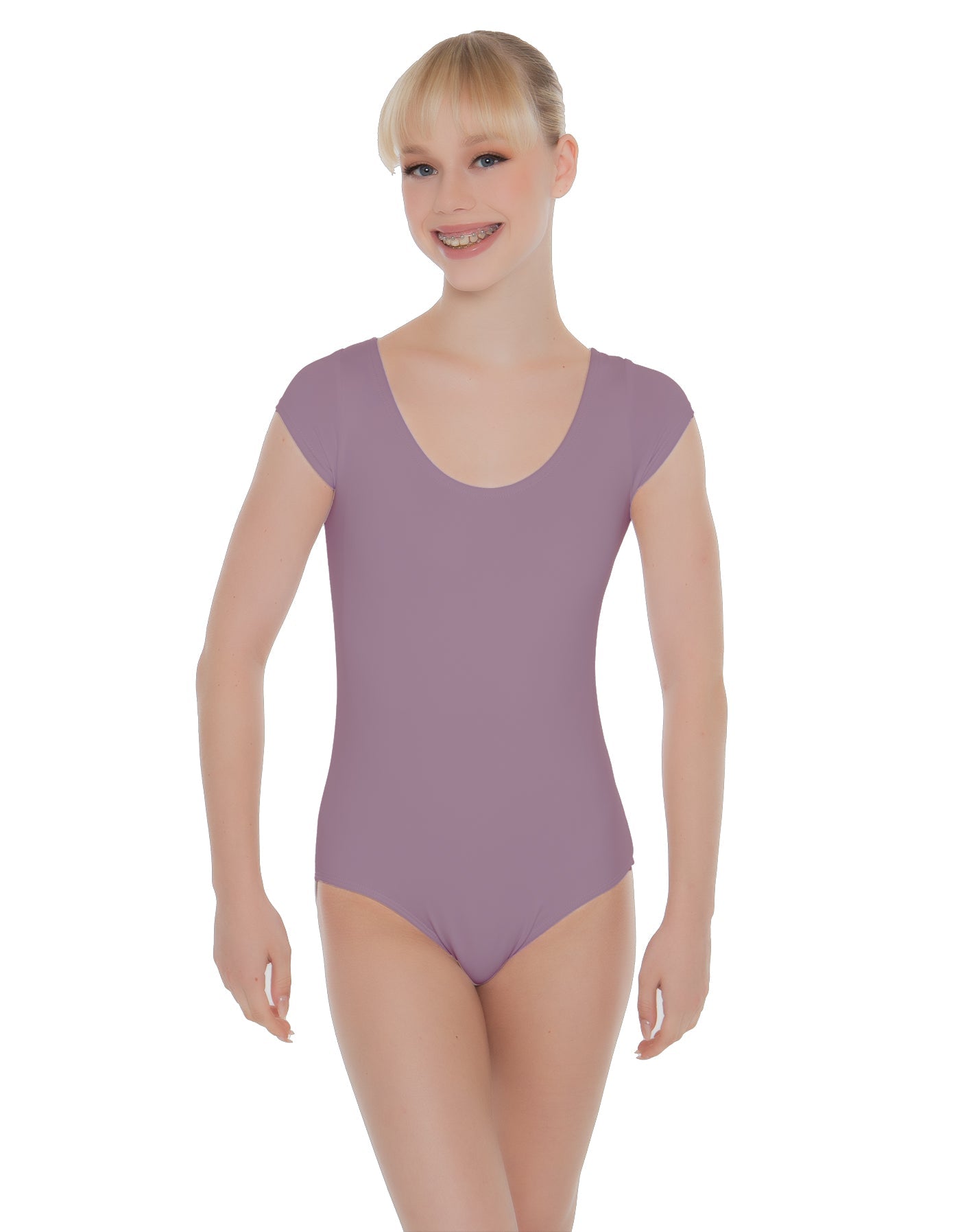 Solid Lycra Cap Sleeve Scoop Neck Open Back Leotard