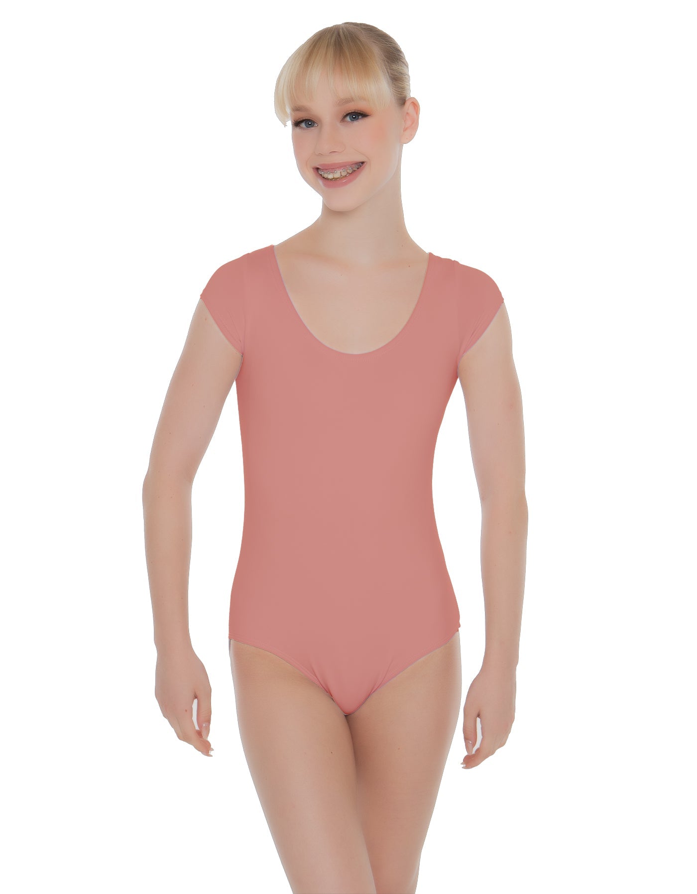 Solid Lycra Cap Sleeve Scoop Neck Open Back Leotard