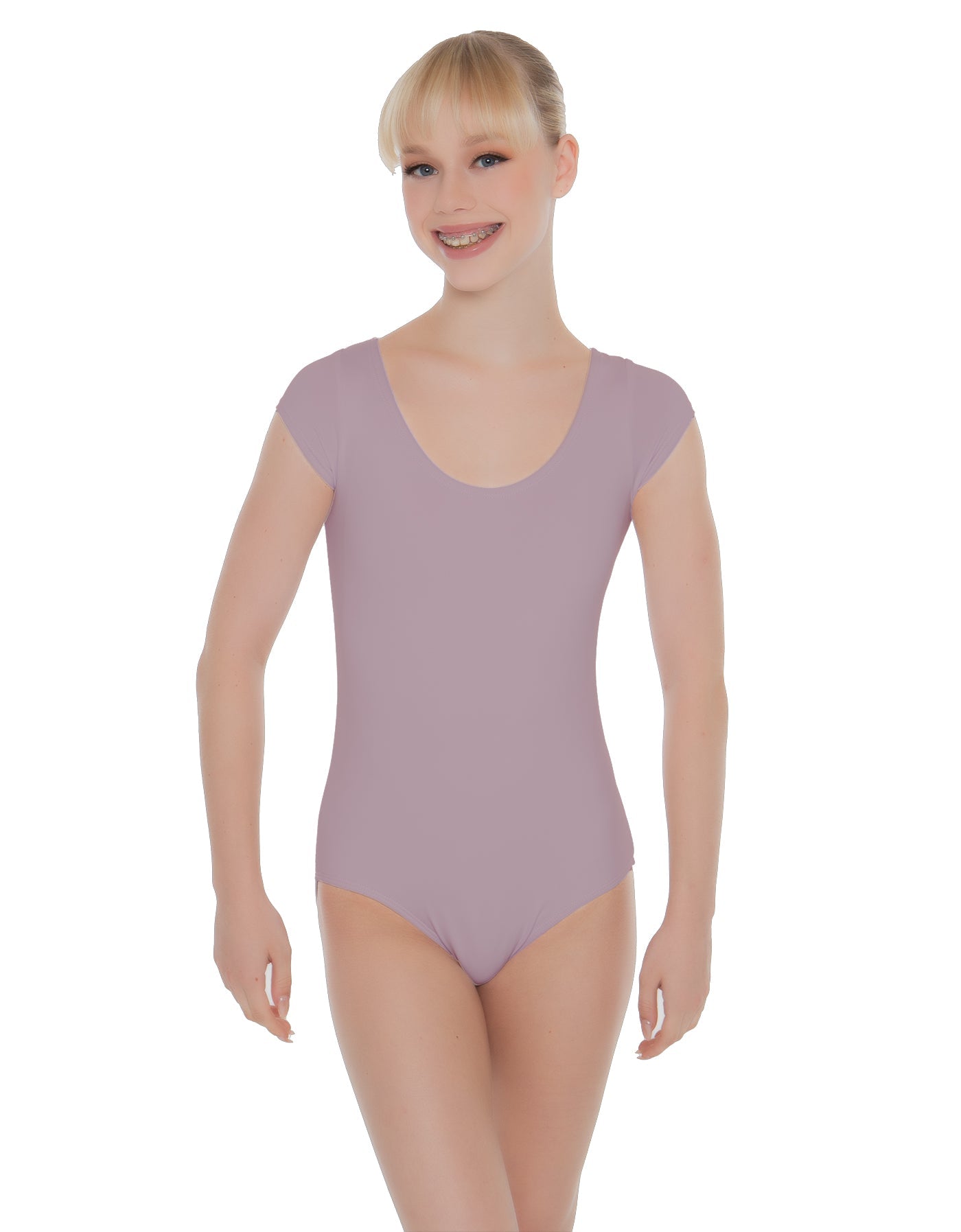 Solid Lycra Cap Sleeve Scoop Neck Open Back Leotard