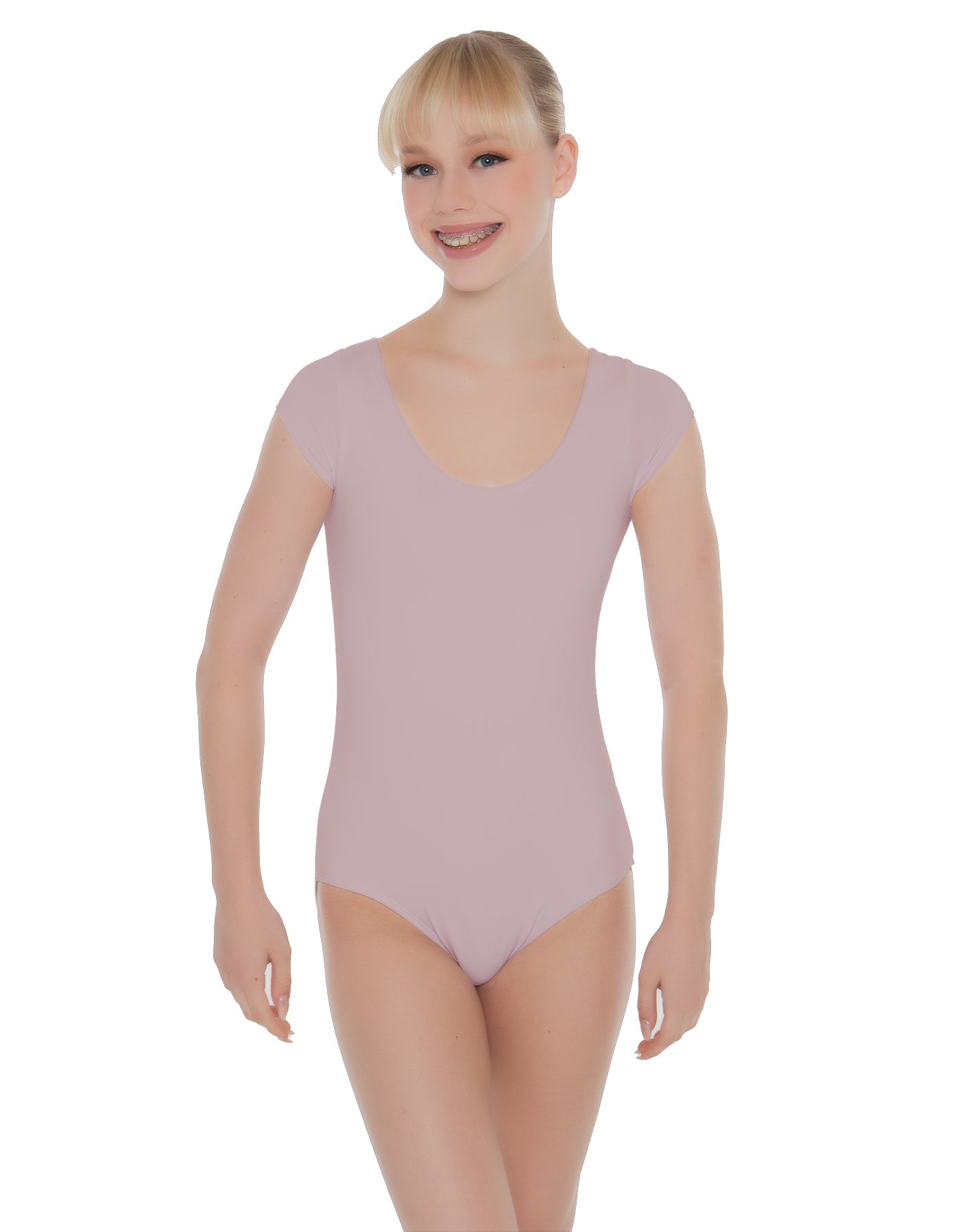 Solid Lycra Cap Sleeve Scoop Neck Open Back Leotard