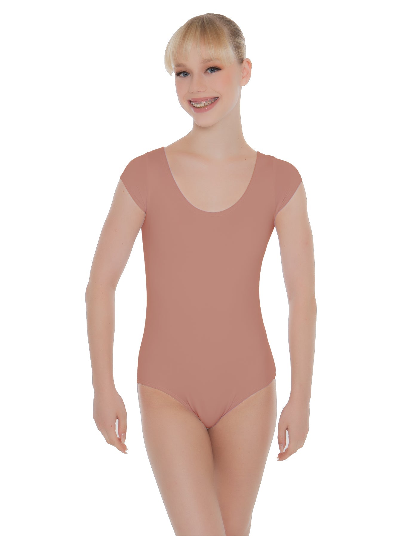 Solid Lycra Cap Sleeve Scoop Neck Open Back Leotard