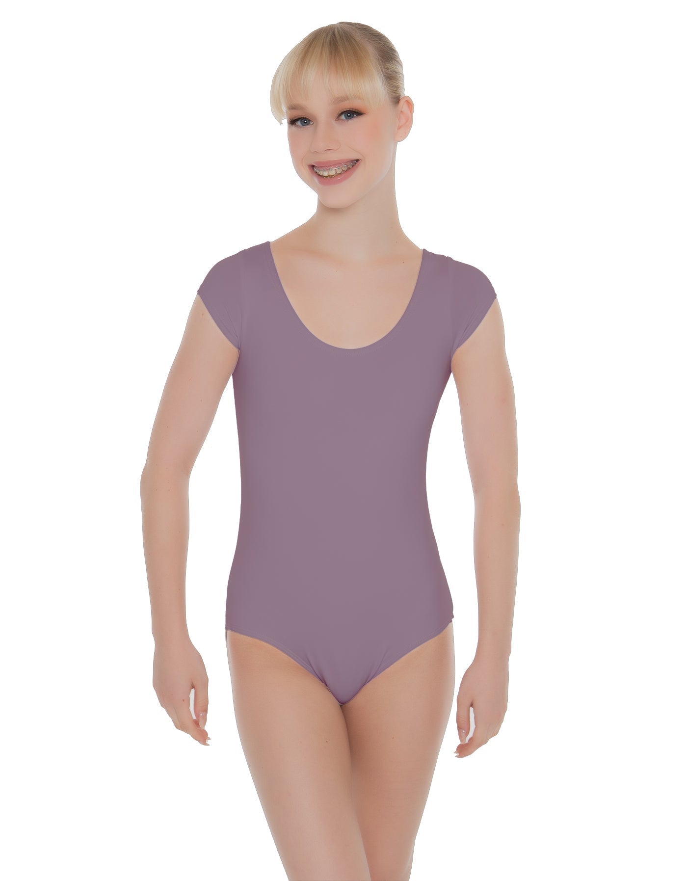 Solid Lycra Cap Sleeve Scoop Neck Open Back Leotard