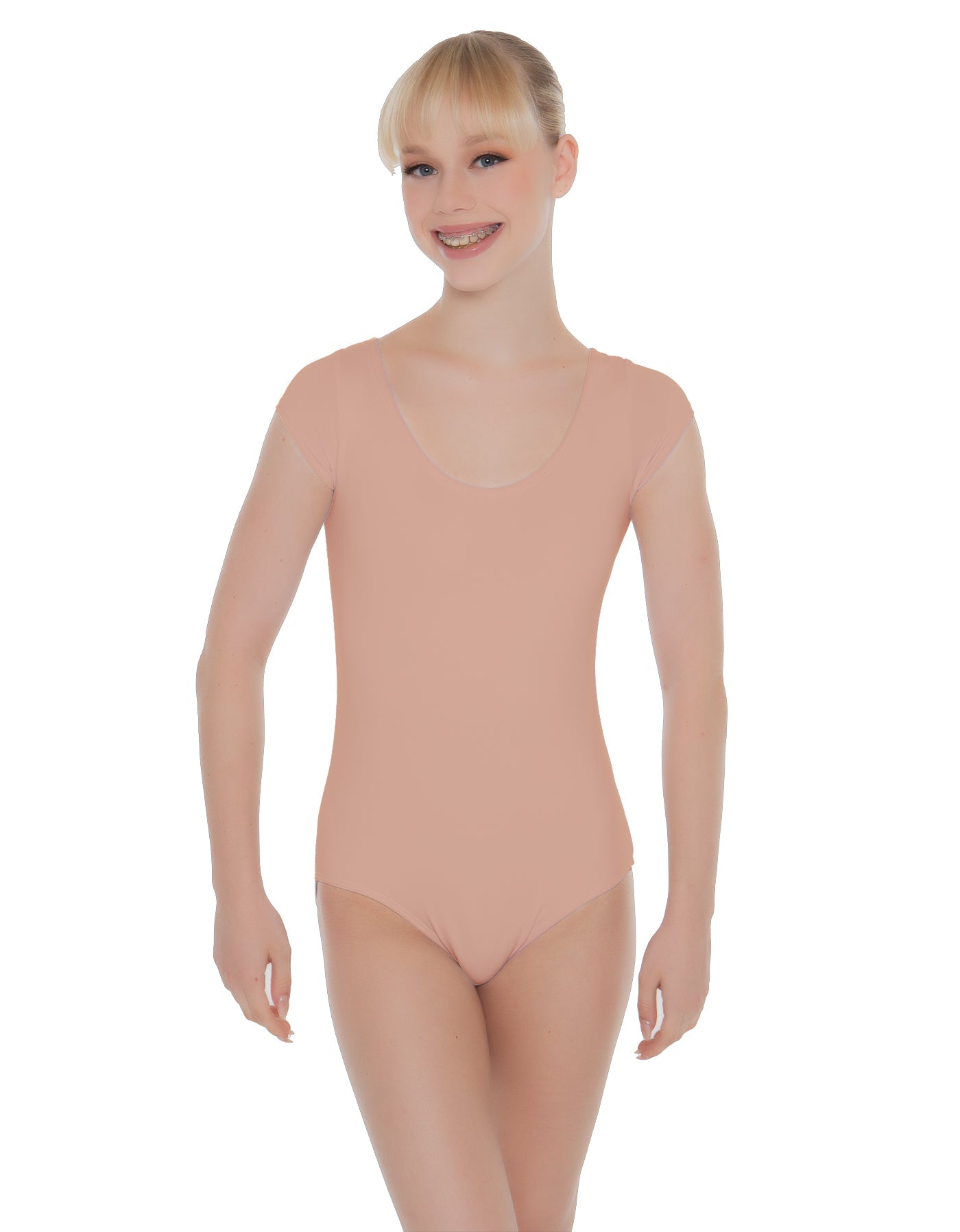 Solid Lycra Cap Sleeve Scoop Neck Open Back Leotard
