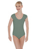 Solid Lycra Cap Sleeve Scoop Neck Open Back Leotard