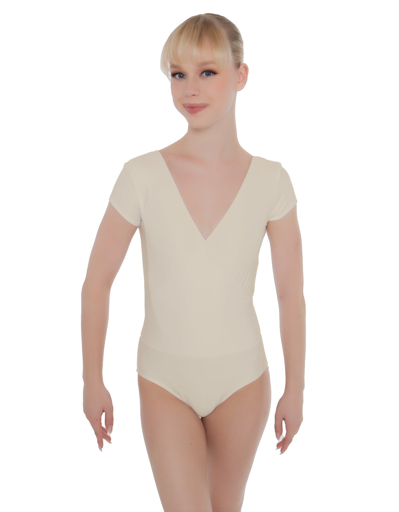 Solid Lycra Cap Sleeve Crossover Leotard