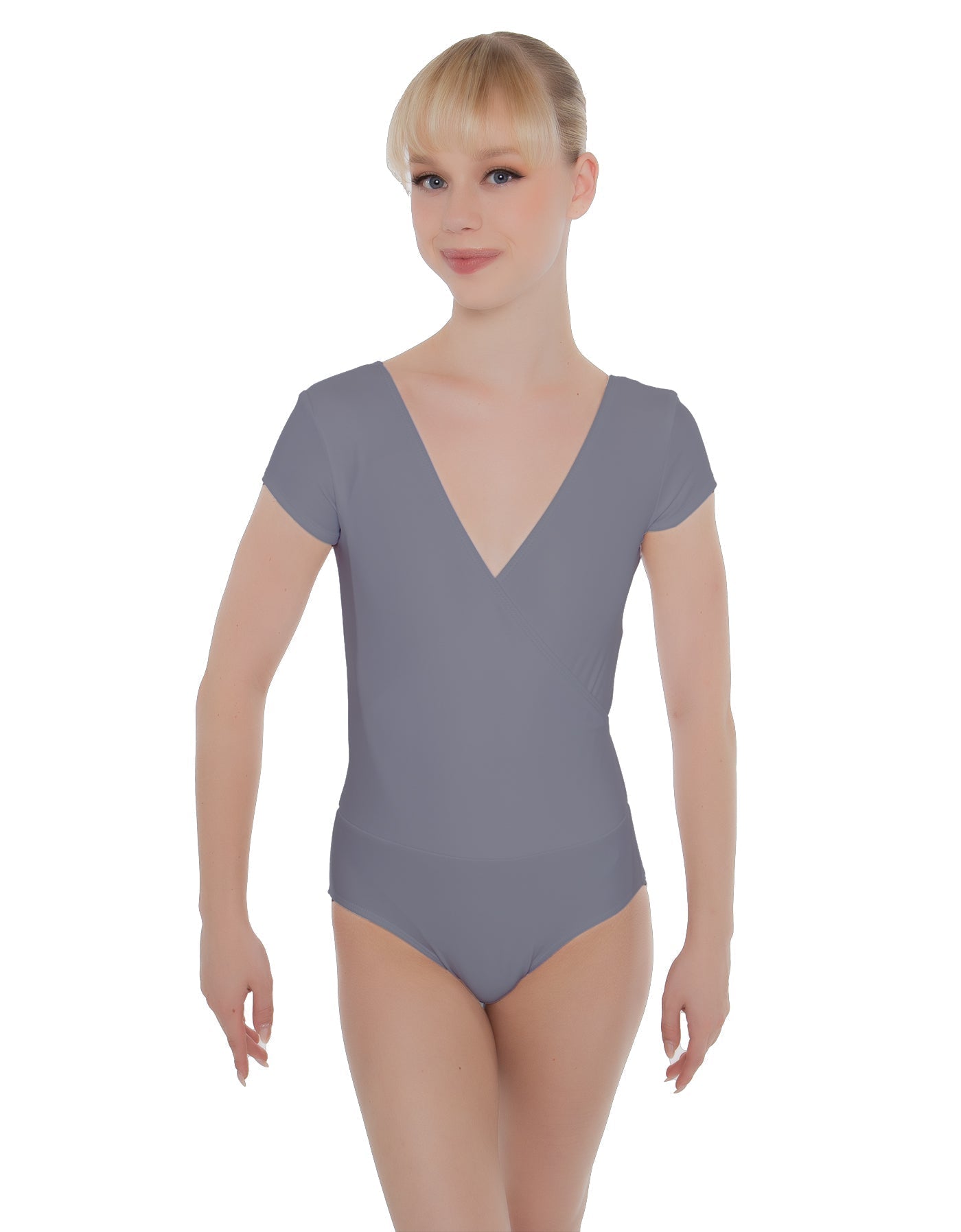 Solid Lycra Cap Sleeve Crossover Leotard