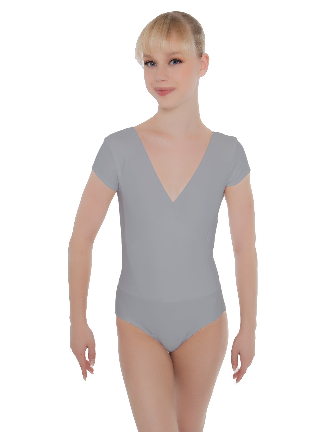 Solid Lycra Cap Sleeve Crossover Leotard