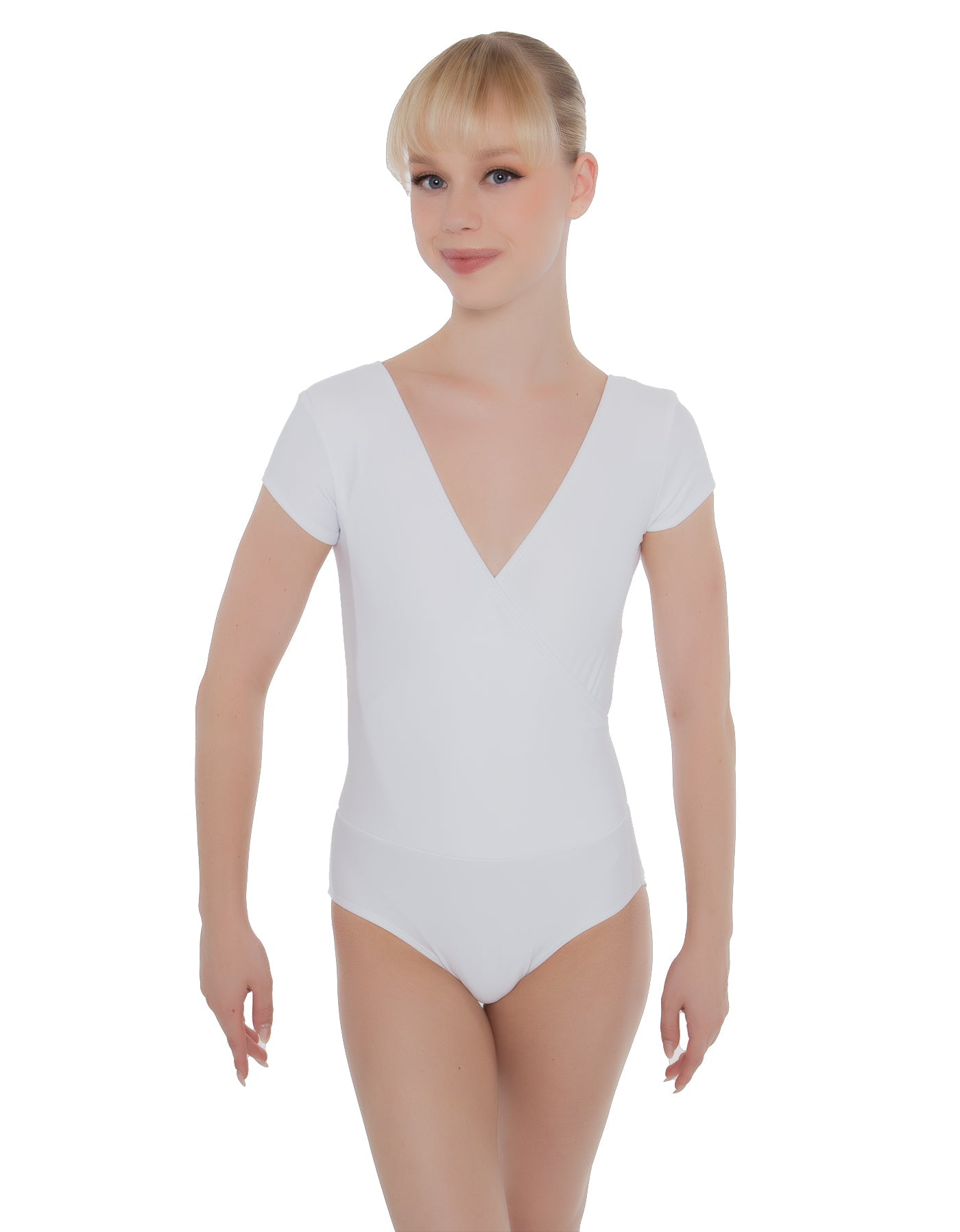 Solid Lycra Cap Sleeve Crossover Leotard