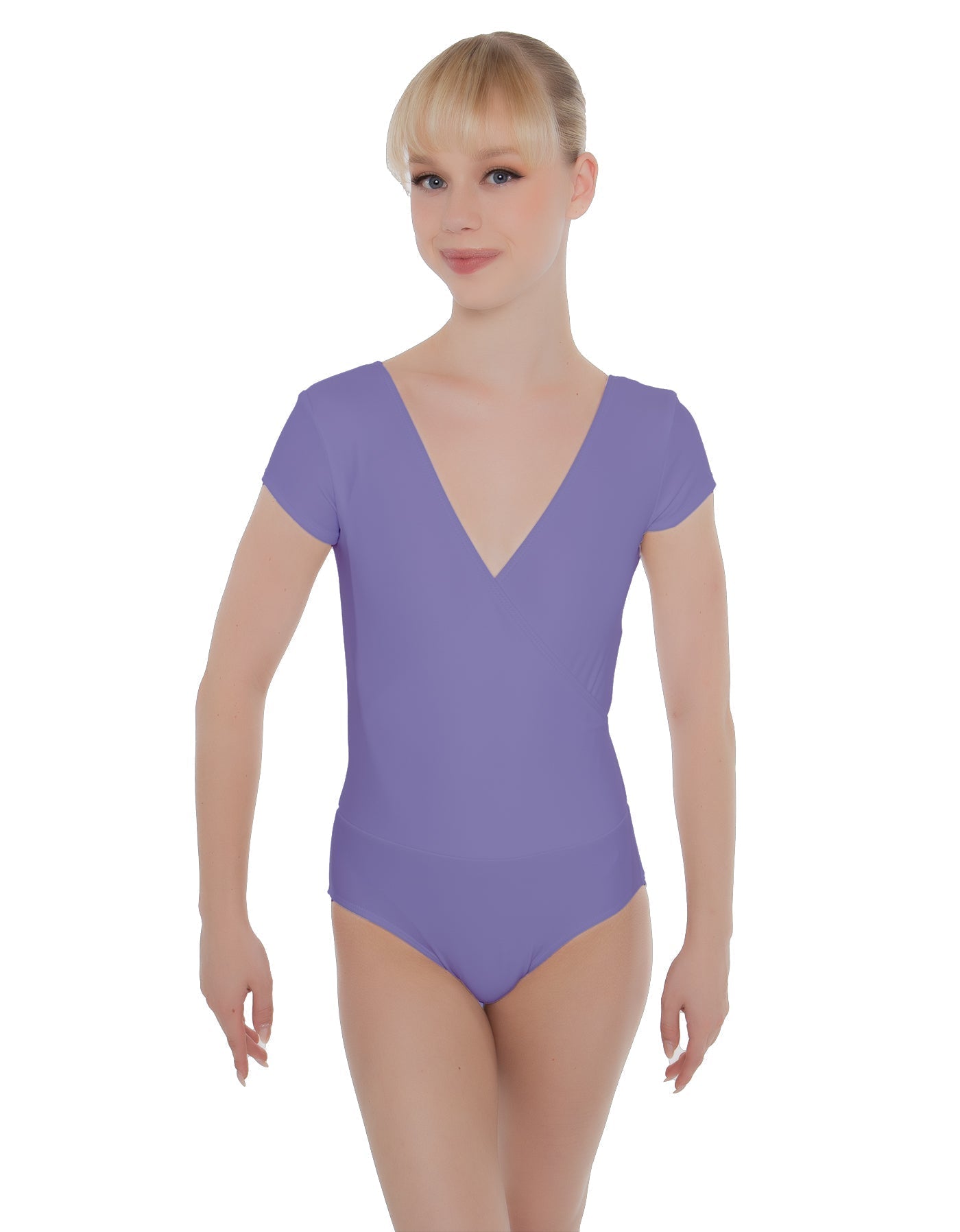 Solid Lycra Cap Sleeve Crossover Leotard
