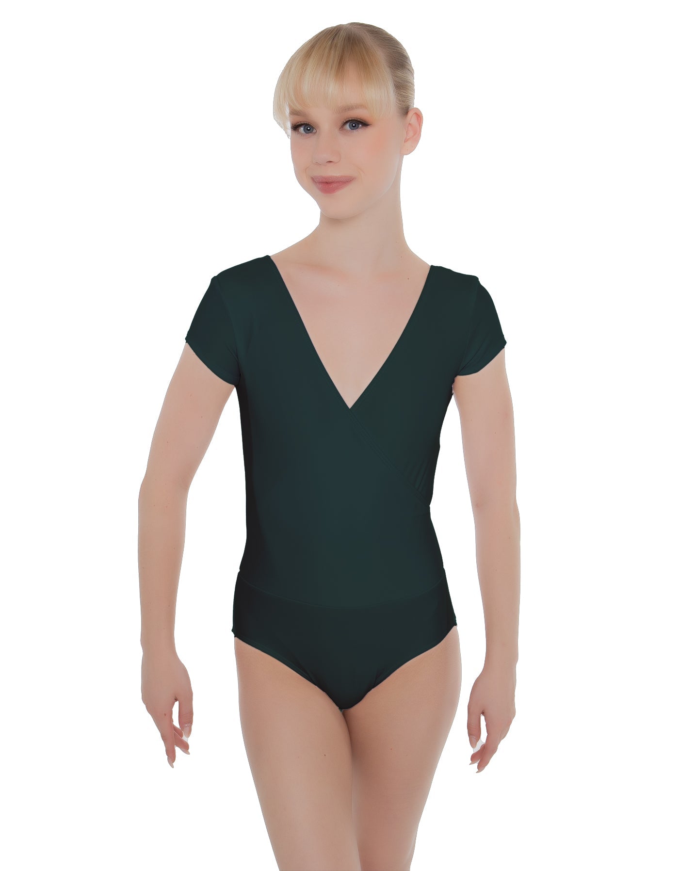 Solid Lycra Cap Sleeve Crossover Leotard
