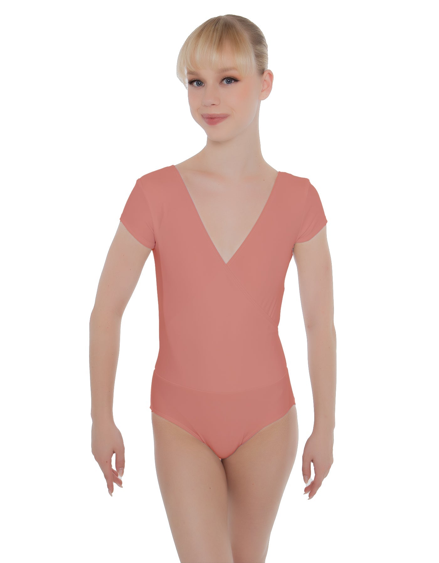 Solid Lycra Cap Sleeve Crossover Leotard