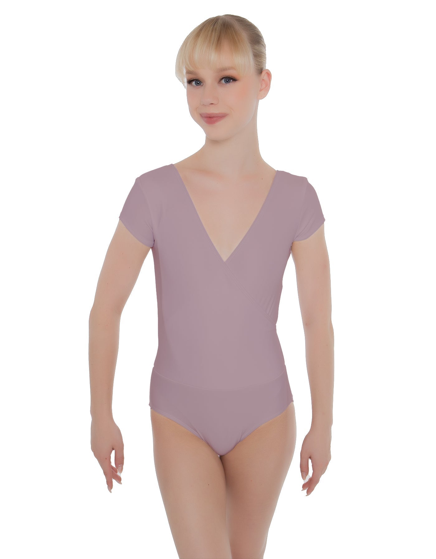 Solid Lycra Cap Sleeve Crossover Leotard