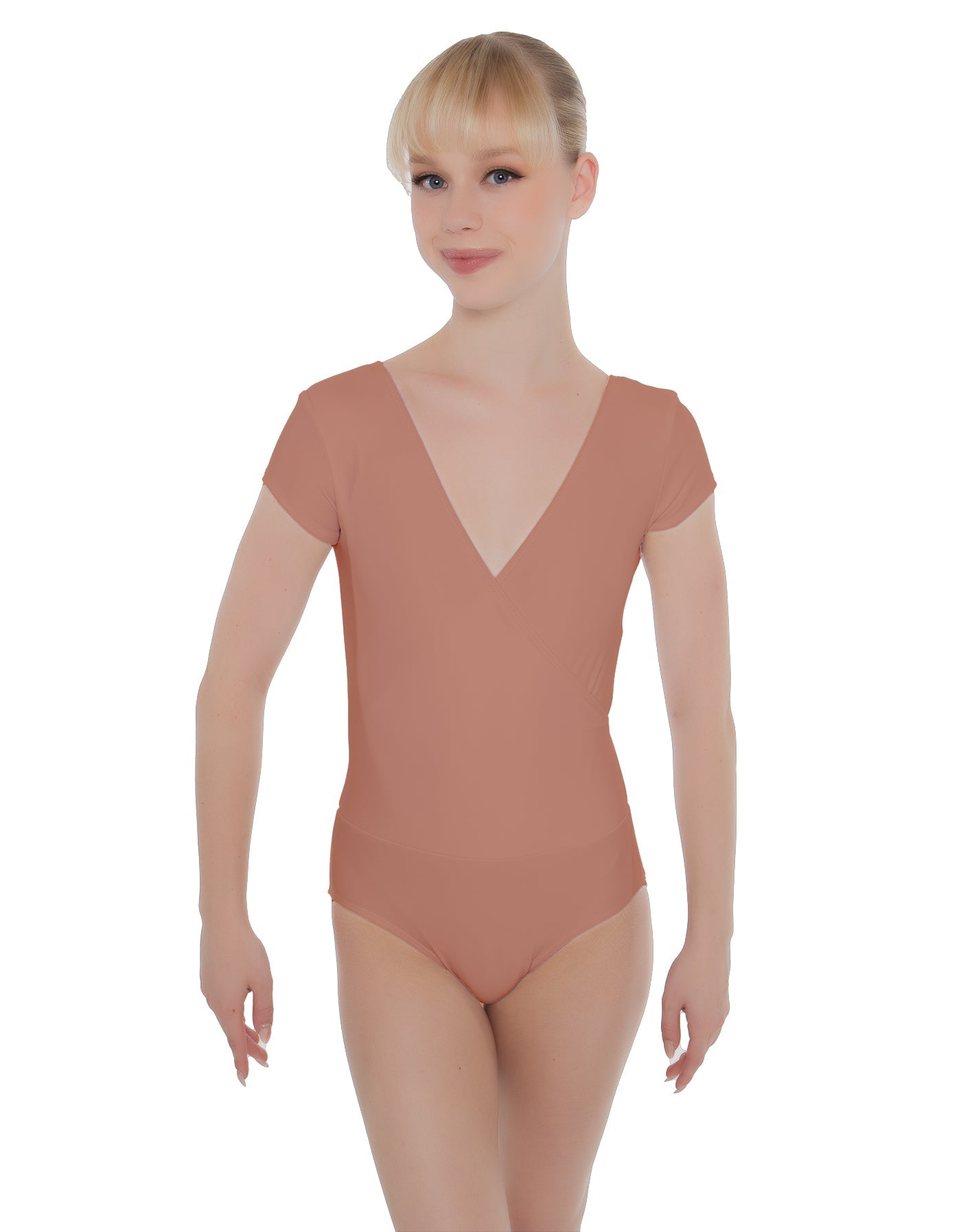 Solid Lycra Cap Sleeve Crossover Leotard