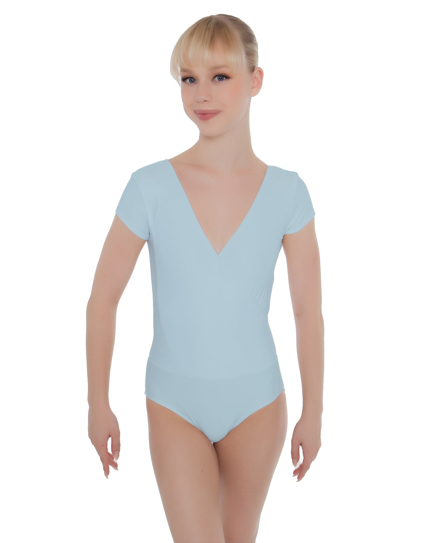 Solid Lycra Cap Sleeve Crossover Leotard