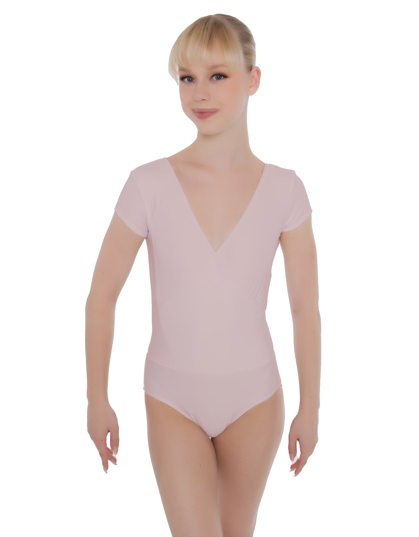 Solid Lycra Cap Sleeve Crossover Leotard