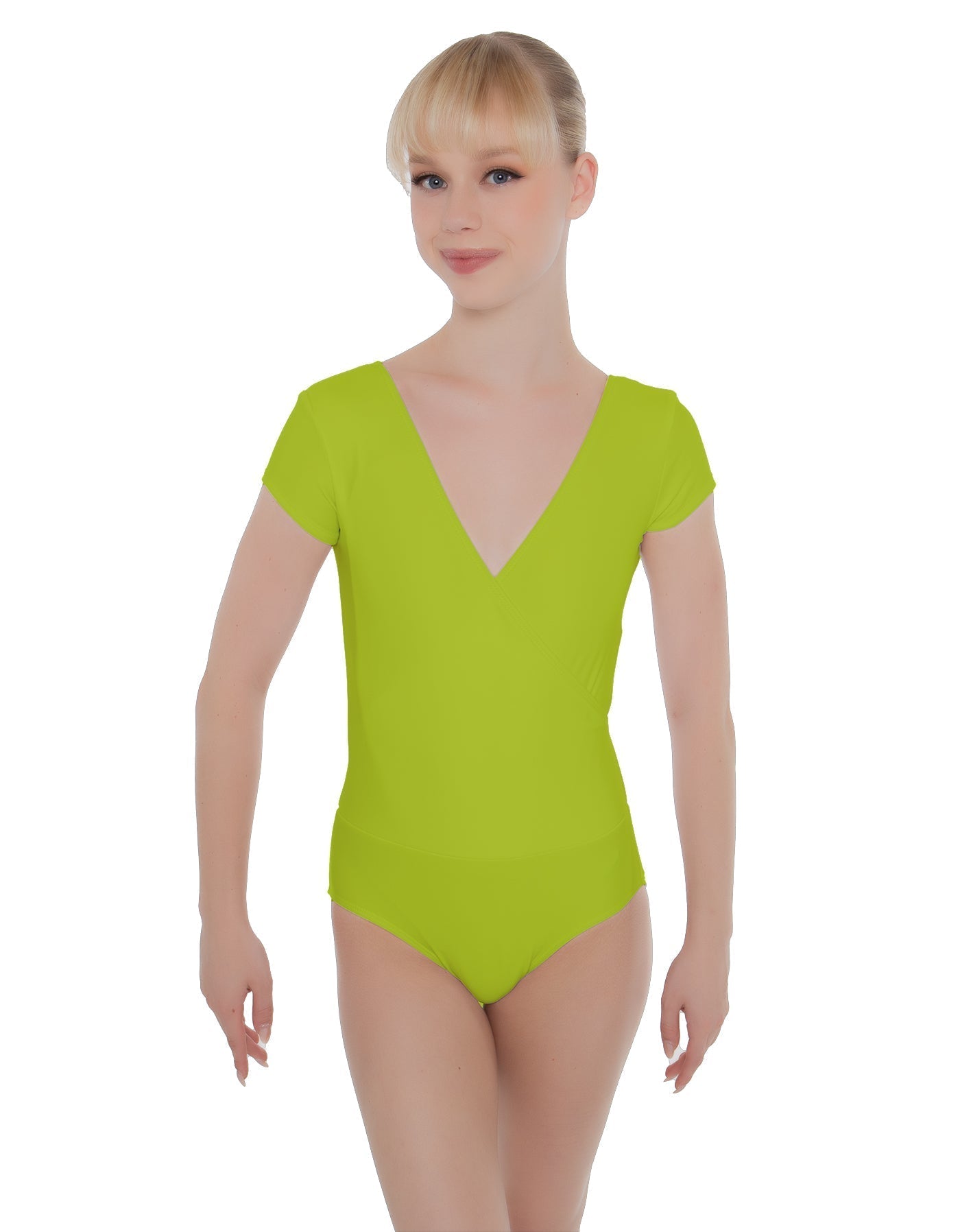 Solid Lycra Cap Sleeve Crossover Leotard