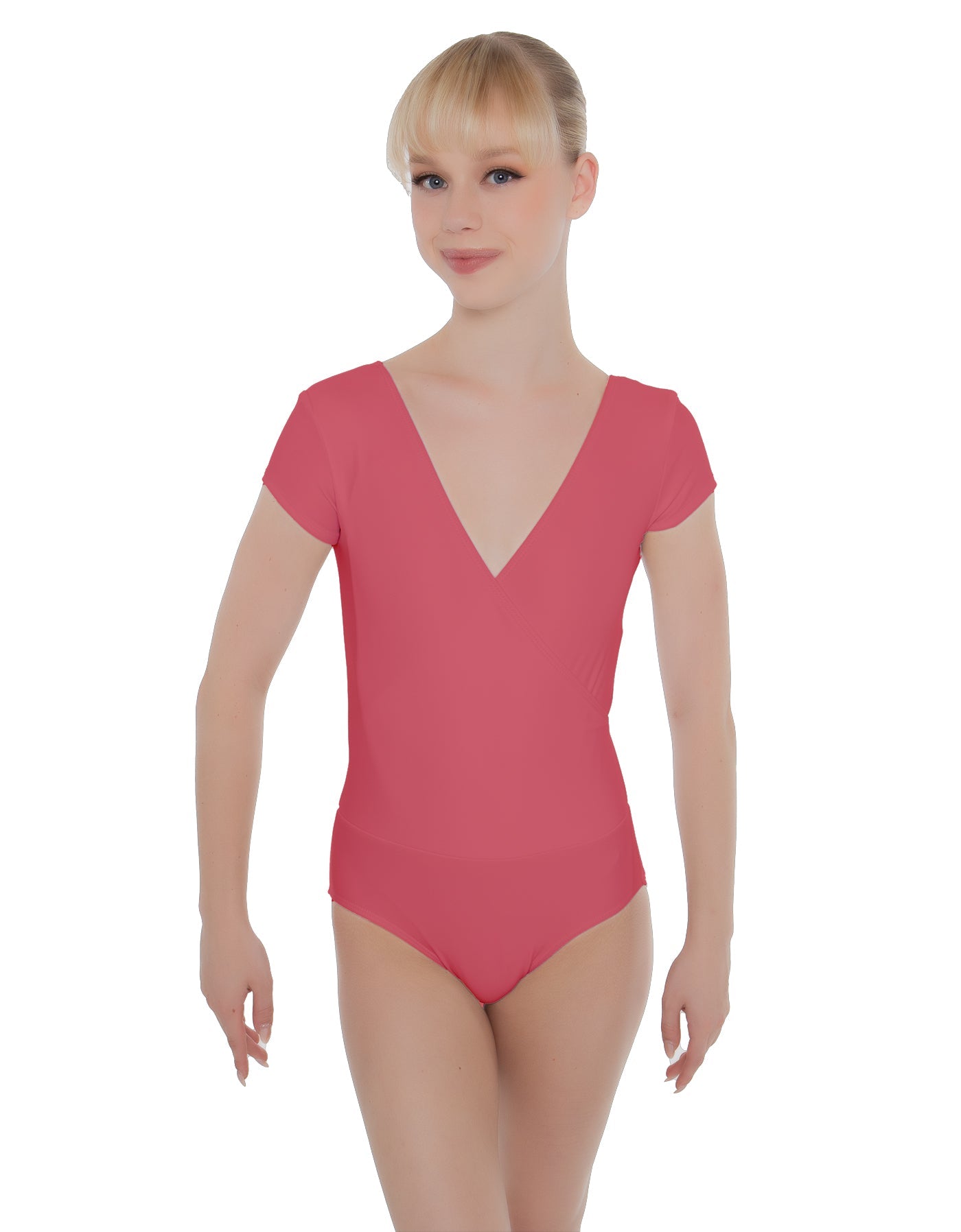Solid Lycra Cap Sleeve Crossover Leotard
