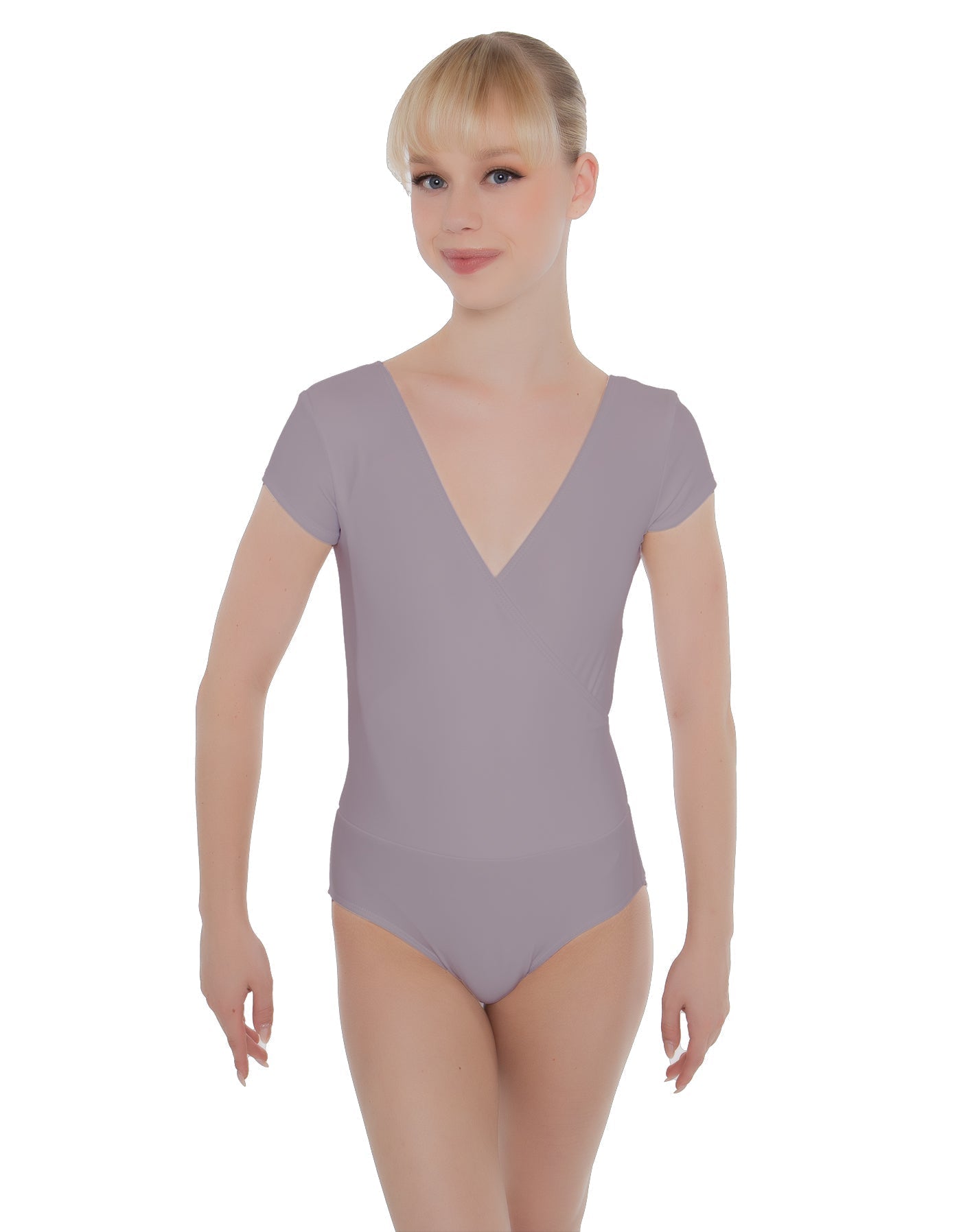Solid Lycra Cap Sleeve Crossover Leotard