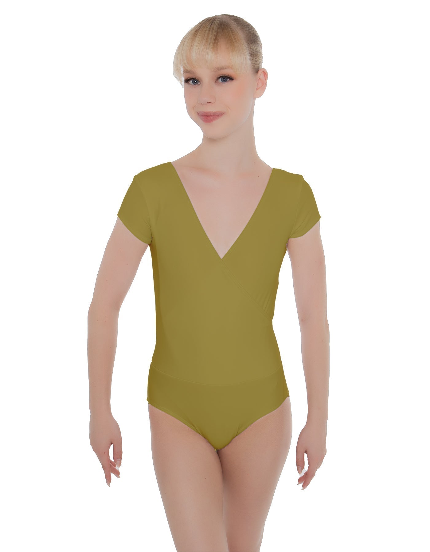 Solid Lycra Cap Sleeve Crossover Leotard