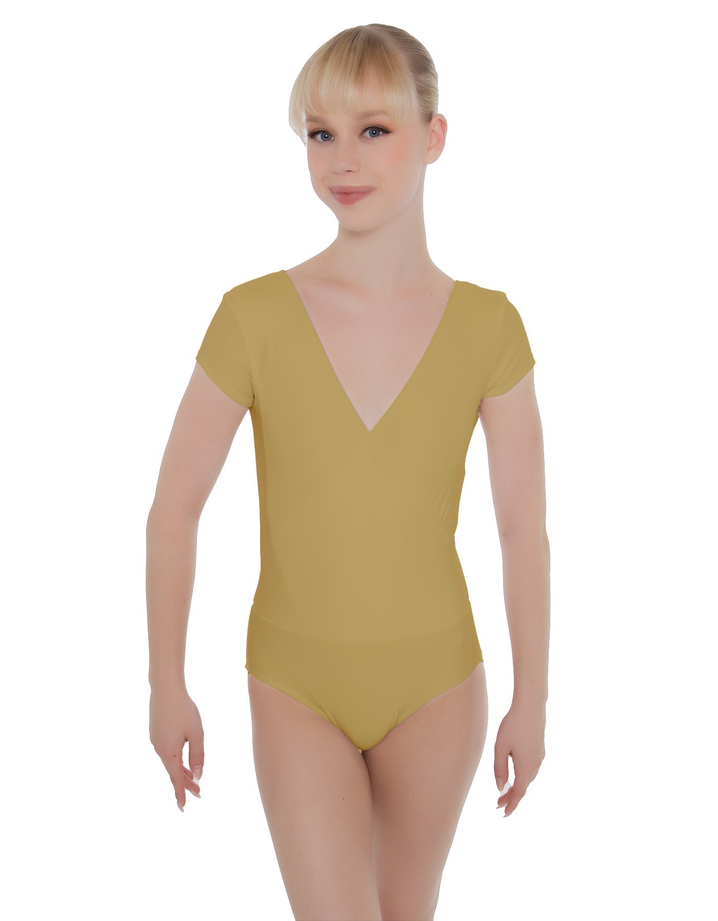 Solid Lycra Cap Sleeve Crossover Leotard