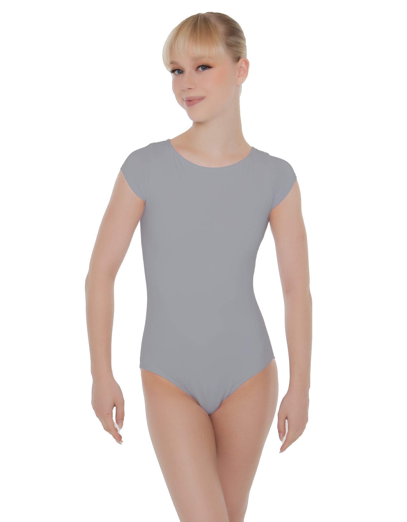 Solid Lycra Cap Sleeve Open Bow Back Leotard
