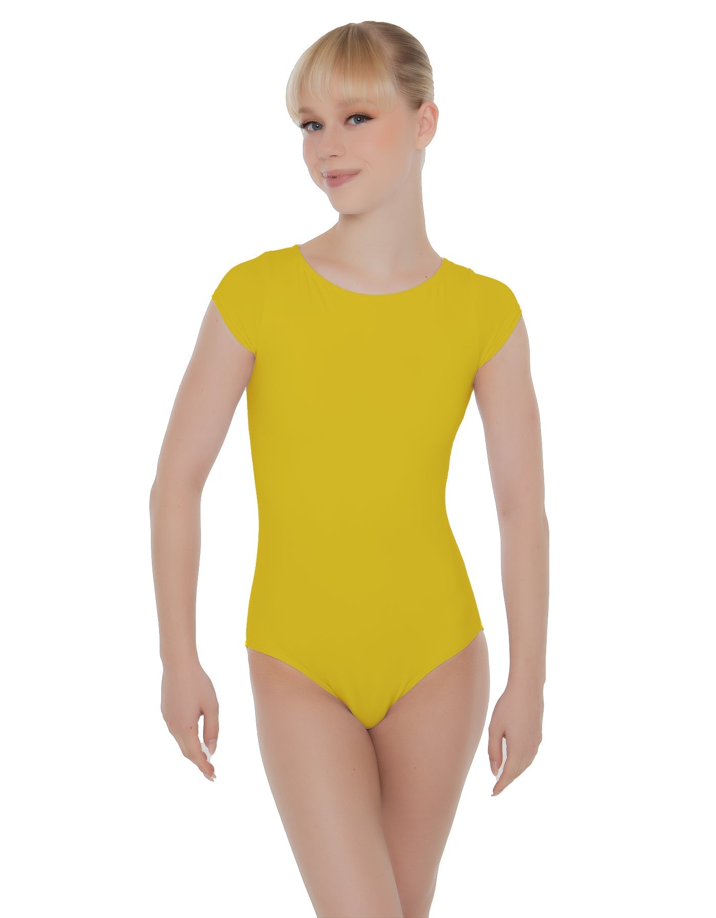 Solid Lycra Cap Sleeve Open Bow Back Leotard