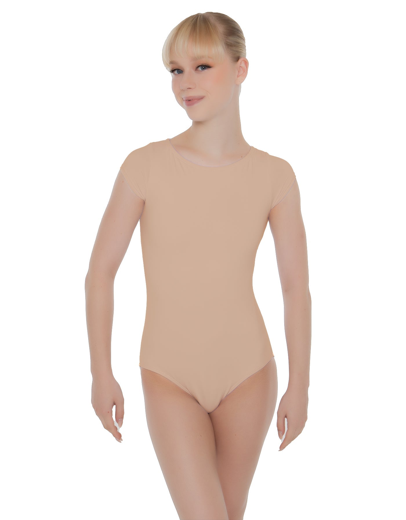 Solid Lycra Cap Sleeve Open Bow Back Leotard
