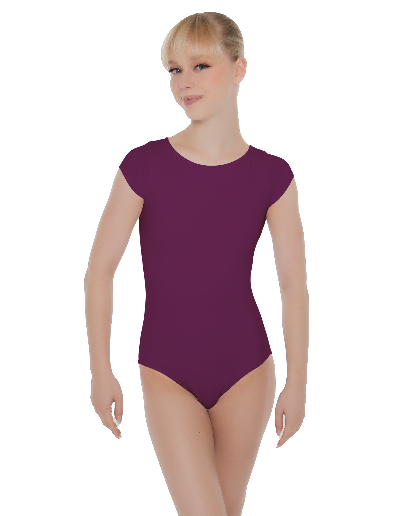 Solid Lycra Cap Sleeve Open Bow Back Leotard