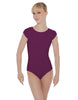 Solid Lycra Cap Sleeve Open Bow Back Leotard