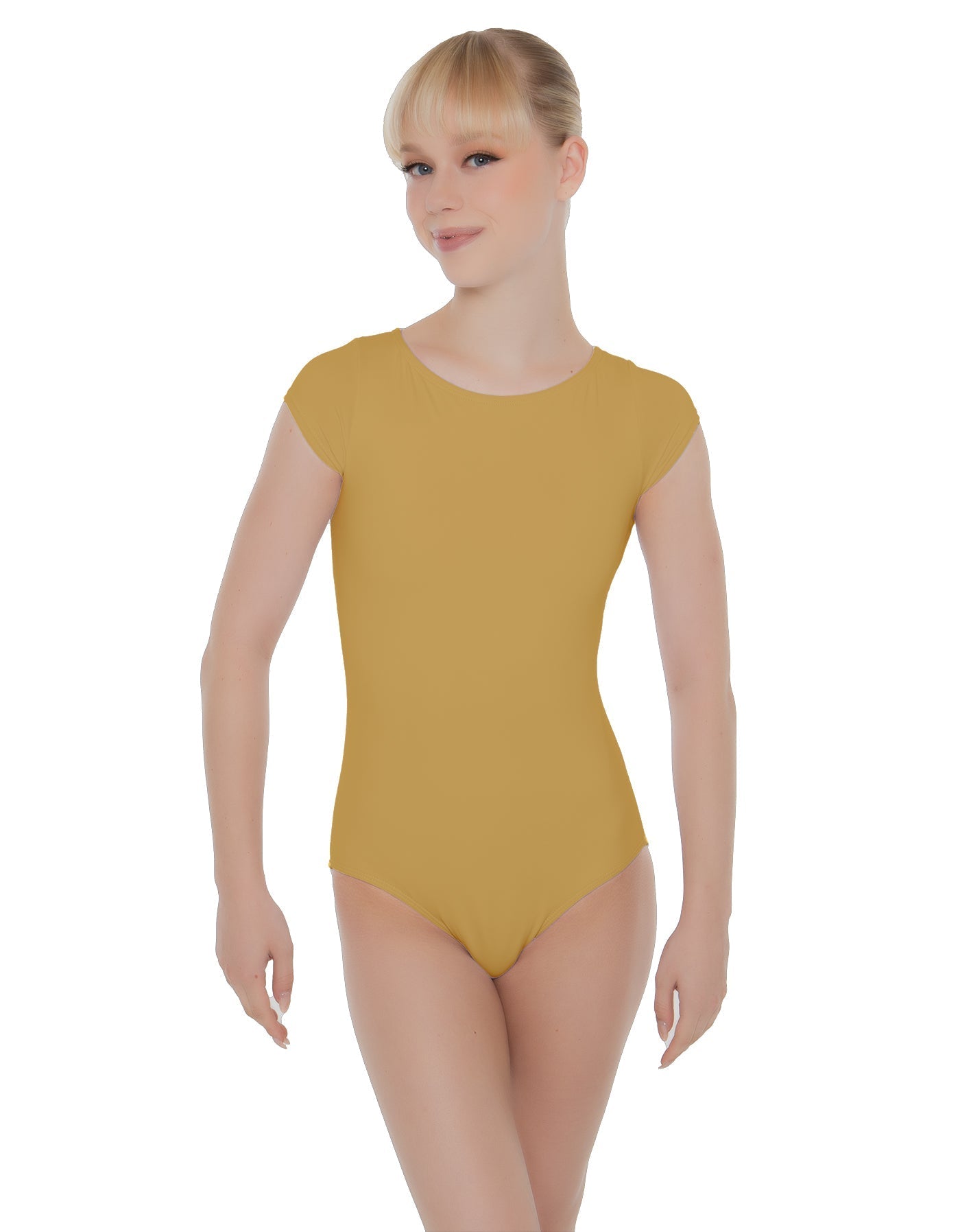 Solid Lycra Cap Sleeve Open Bow Back Leotard