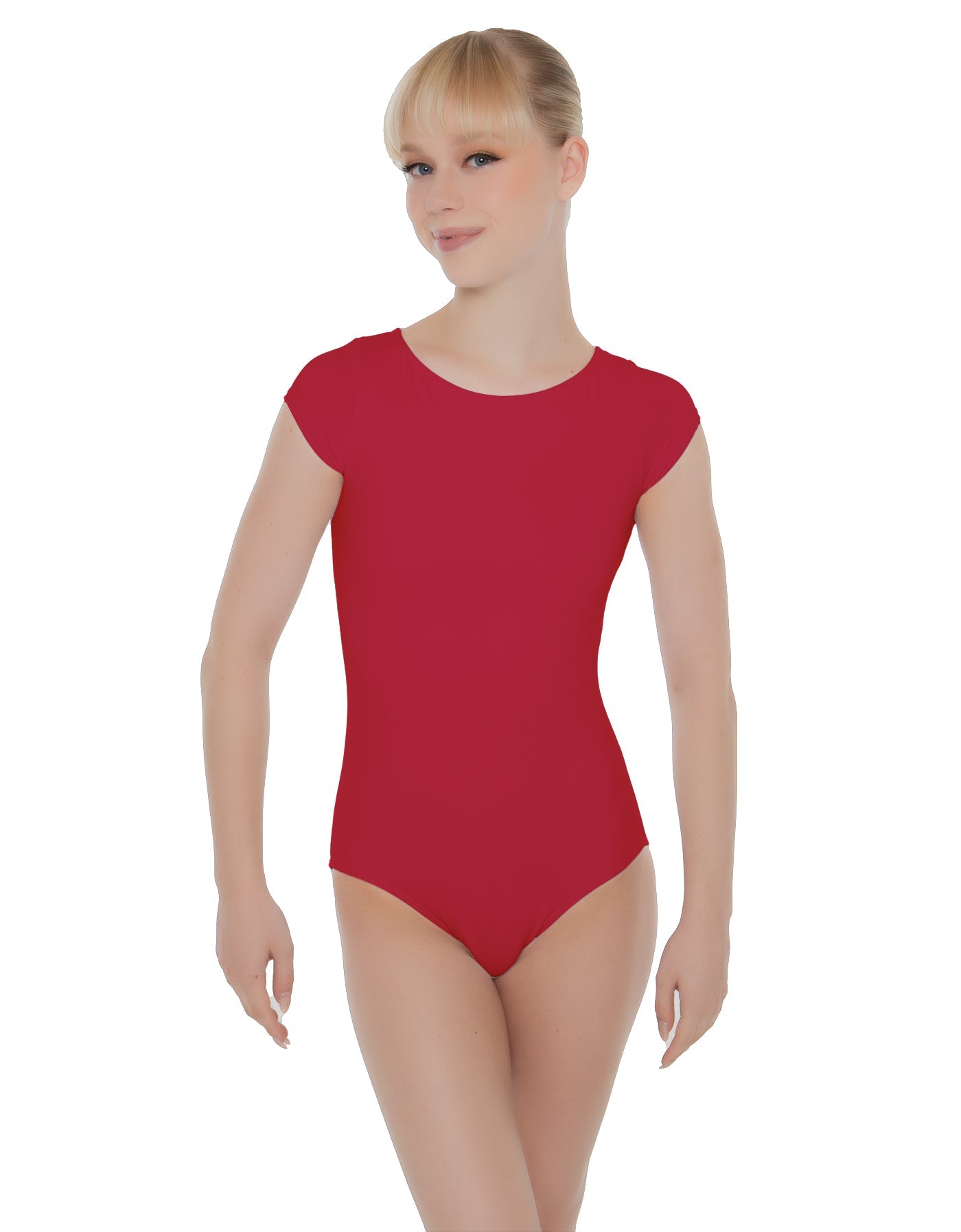 Solid Lycra Cap Sleeve Open Bow Back Leotard