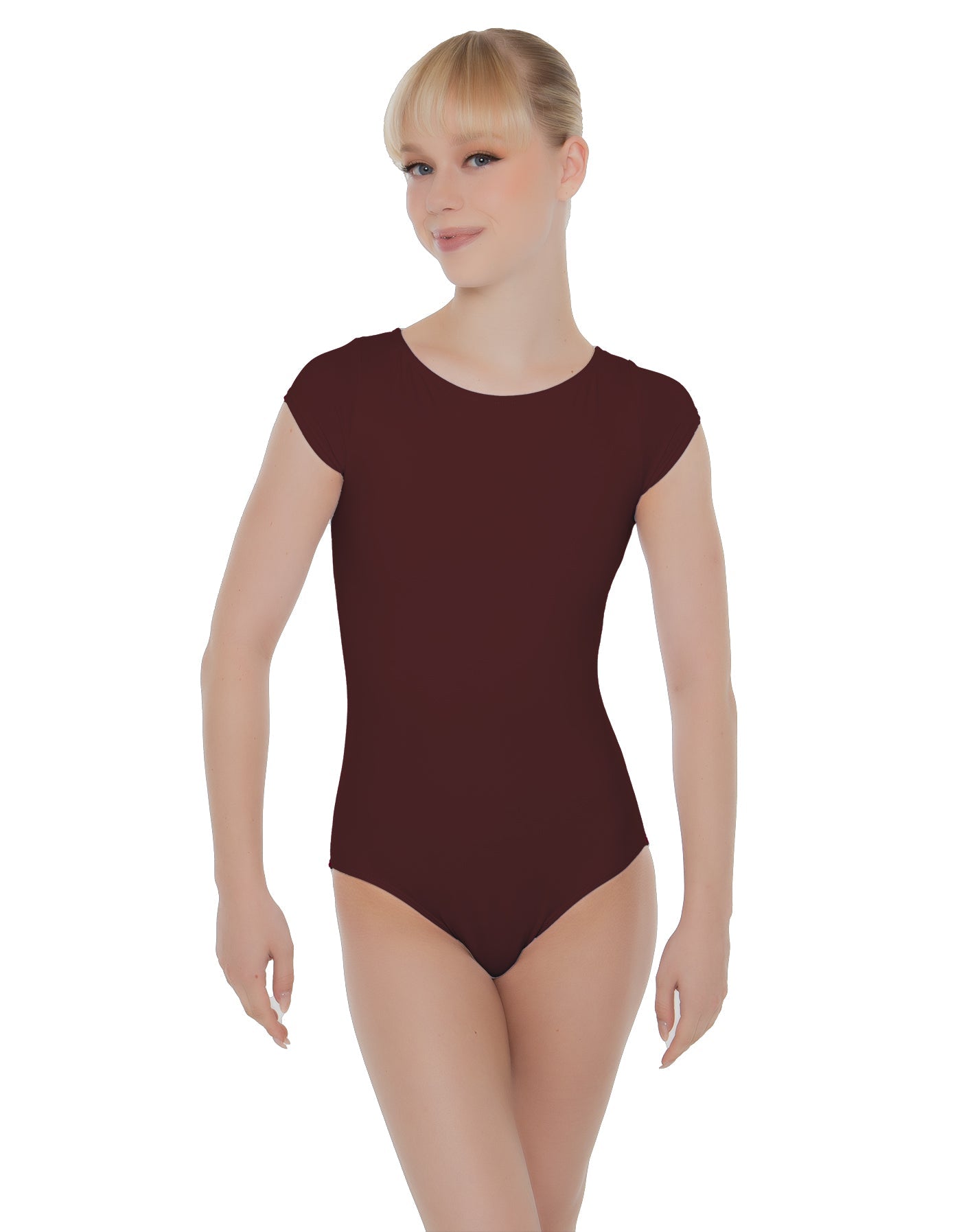 Solid Lycra Cap Sleeve Open Bow Back Leotard