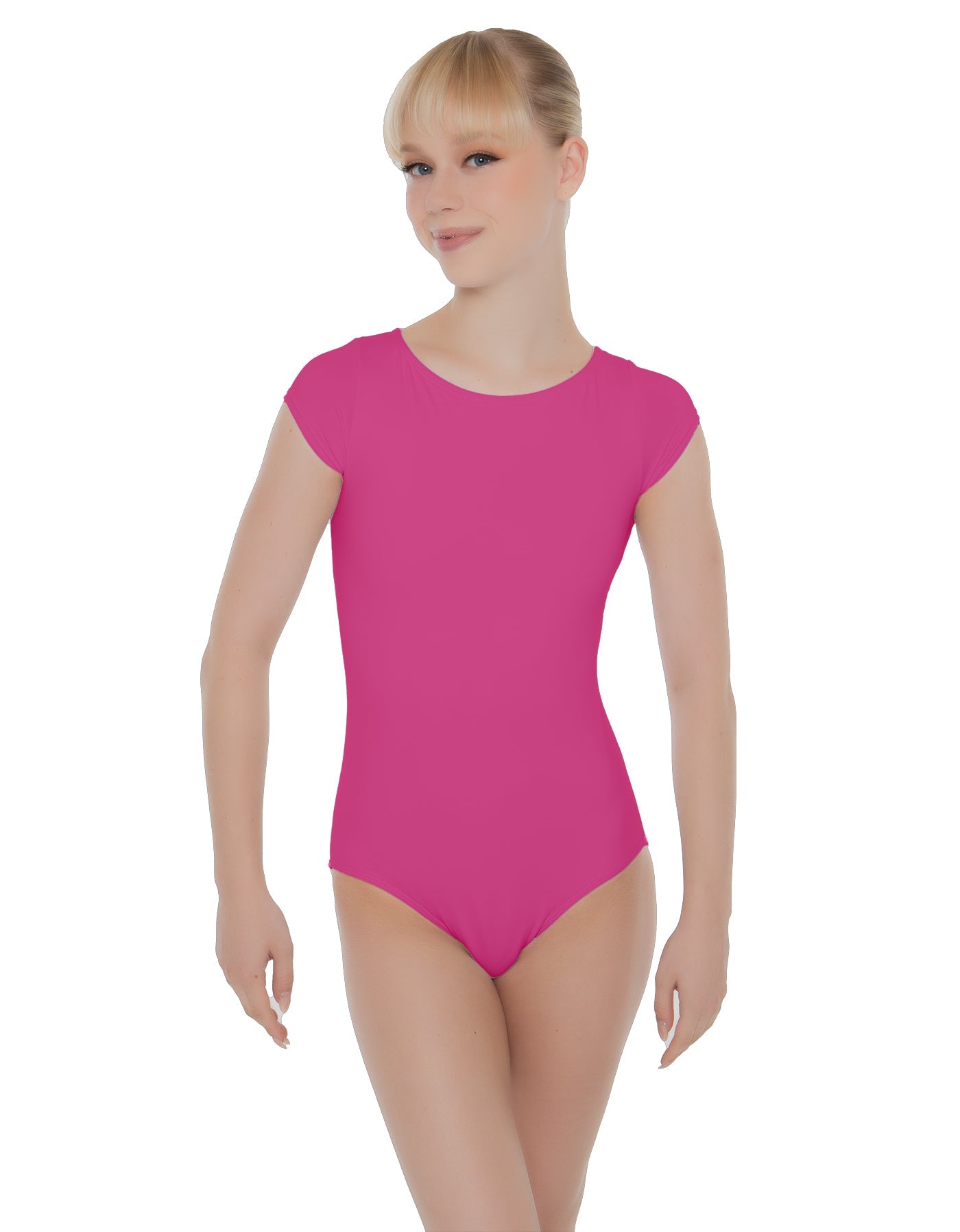 Solid Lycra Cap Sleeve Open Bow Back Leotard