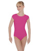 Solid Lycra Cap Sleeve Open Bow Back Leotard