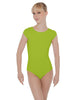 Solid Lycra Cap Sleeve Open Bow Back Leotard