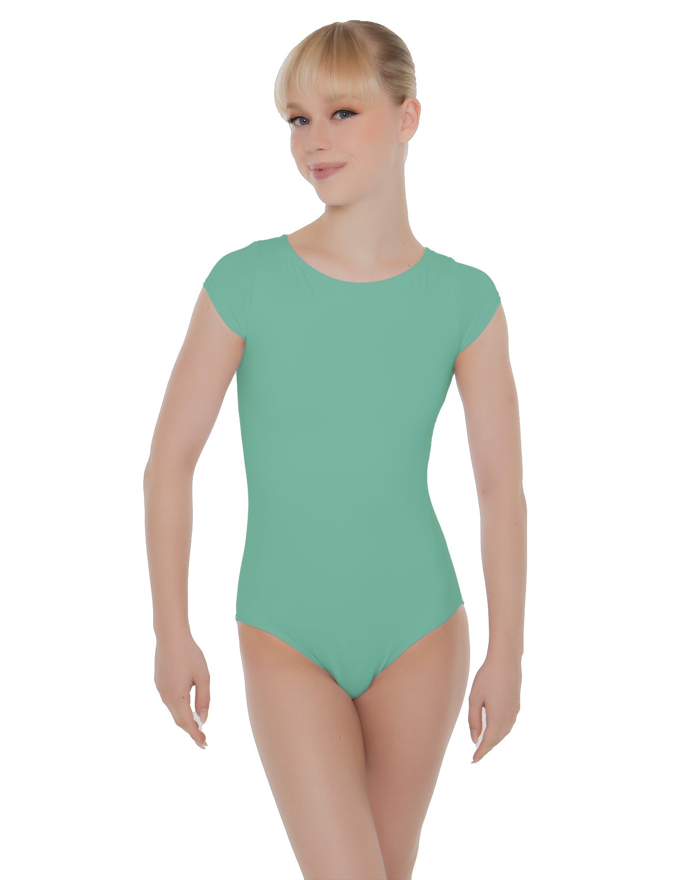 Solid Lycra Cap Sleeve Open Bow Back Leotard